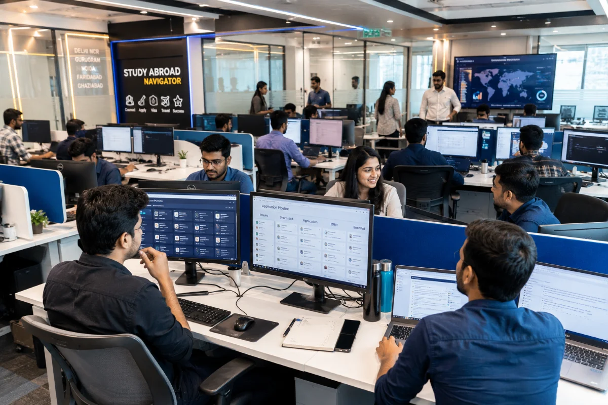 Delhi/NCR study abroad consulting agency operations room